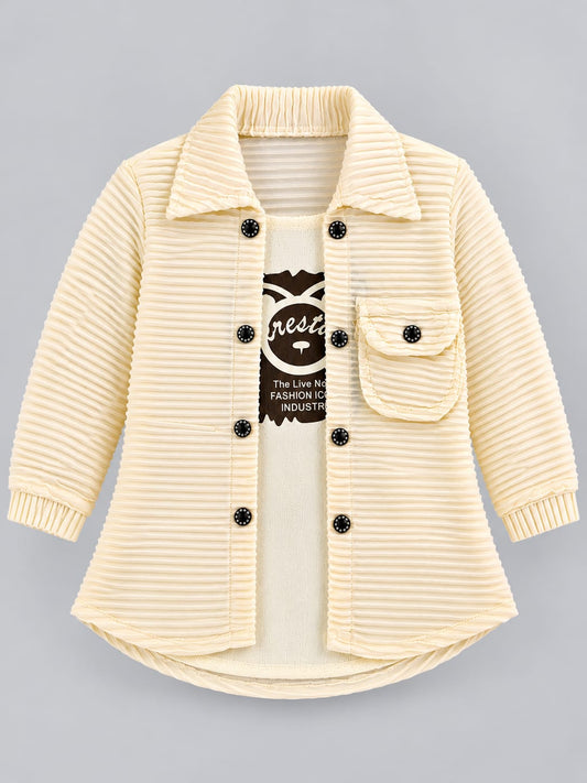 Kids Ribbed Shirt & Cargo Flared Pants Set – 2 Piece Outfit